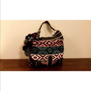 ISABELLA FIORE Cable Knit & Leather Trim Handbag